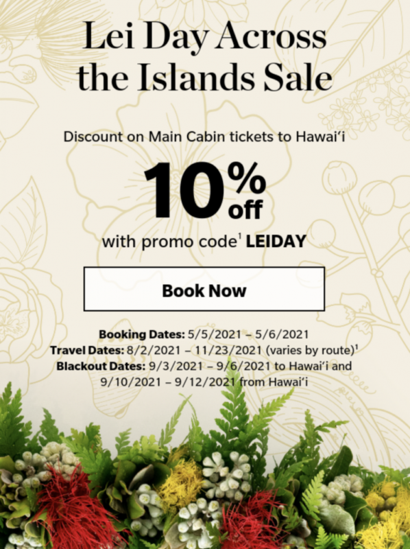 Hawaiian Airlines 10% Off Promo