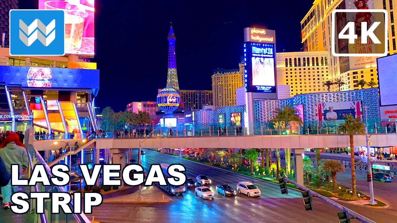 [4K] Las Vegas Strip Nightlife 2022 Virtual Walking Tour & Travel Guide 🎧 Binaural City Sound