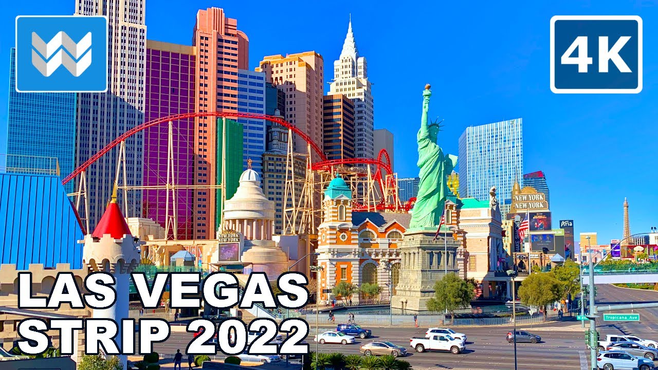 [4K] Las Vegas Strip 2022 FULL Walking Tour & Travel Guide Vlog 🎧 Binaural City Sound | Treadmill