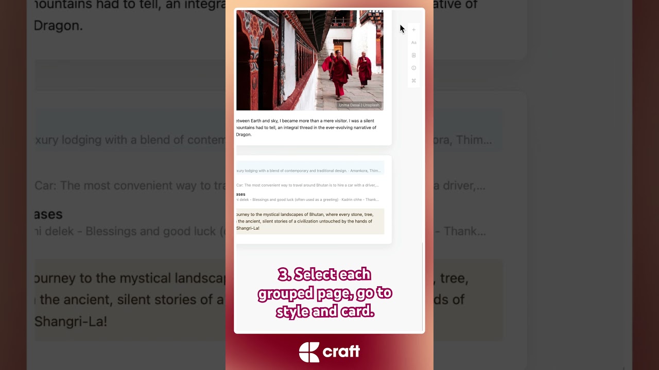 2/3 Take a blog post and create a deep travel guide with nested pages in Craft #travelblog #app