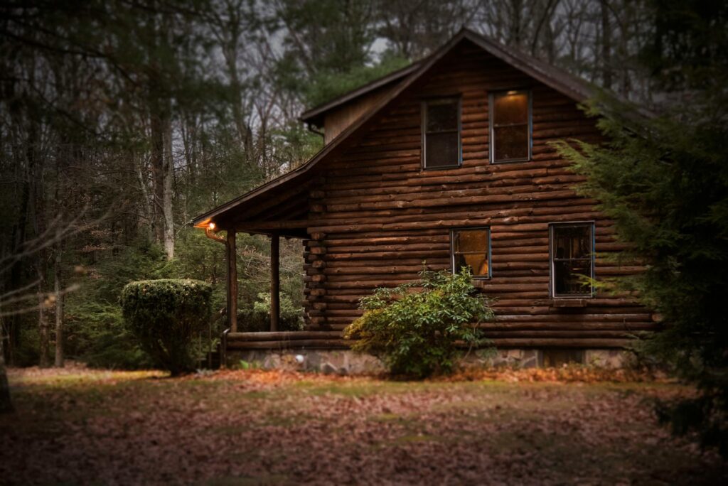 Log cabin in the woods