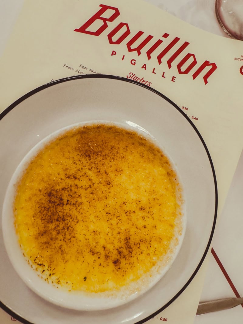 A photo capturing the moment just before we cracked the caramelized sugar topping on our Crème Brûlée.