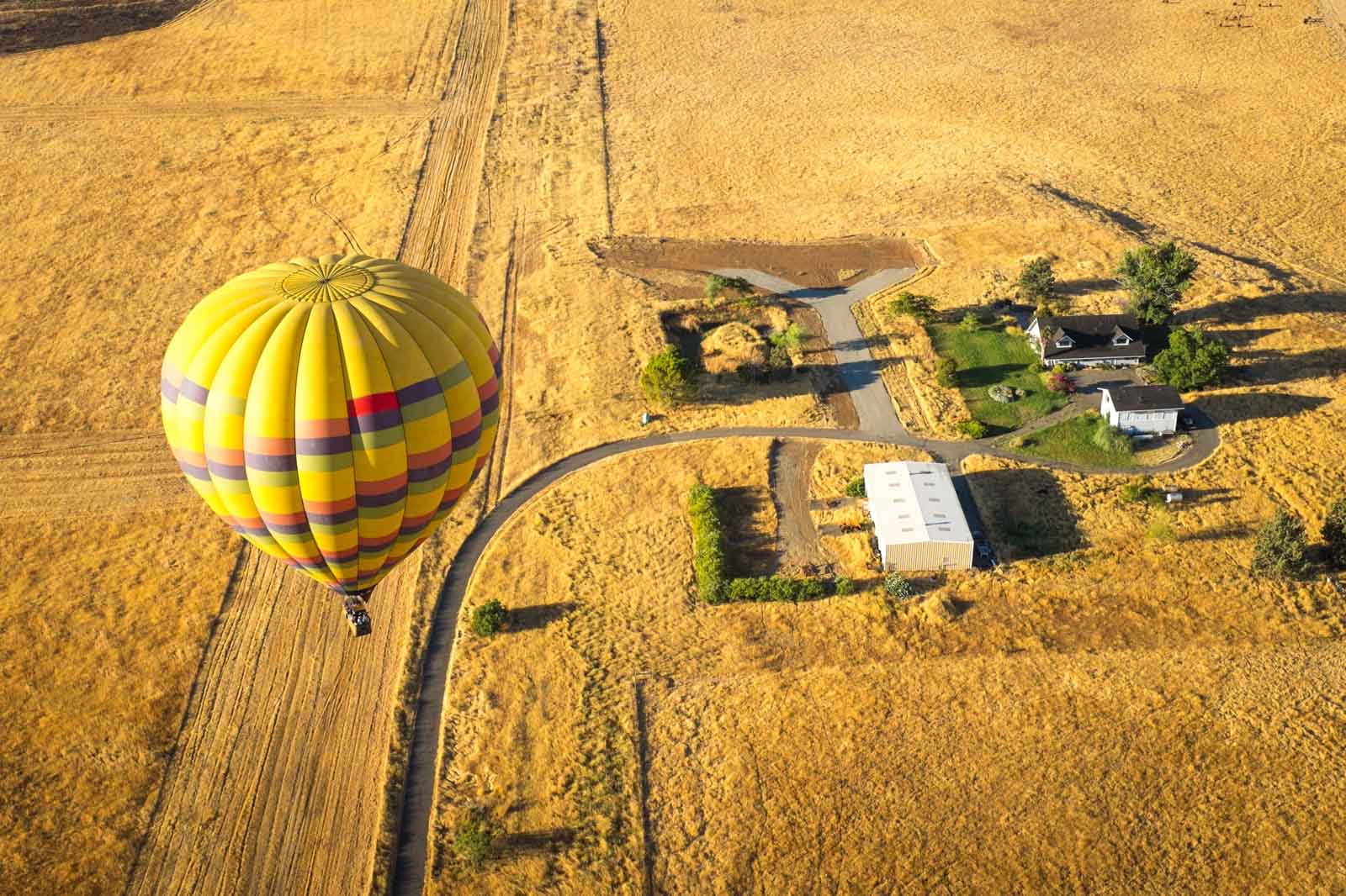 Looking down on the Napa Vqlley Vineyards from our hot air balloon
