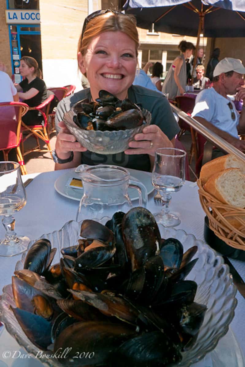 The steaming pot of Moules Frites we enjoyed at a seaside restaurant in Marseilles France